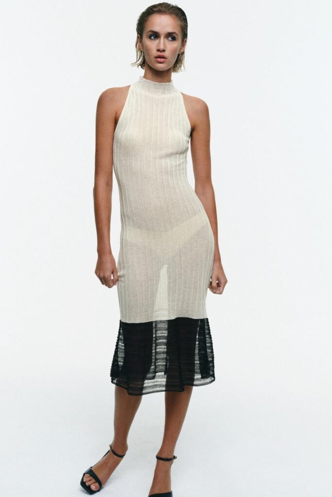 VESTIDO DE MALHA COMBINADO