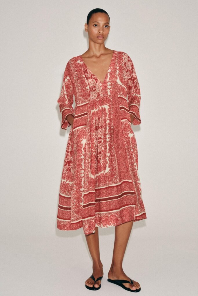 VESTIDO MIDI ESTAMPADO ZW COLLECTION