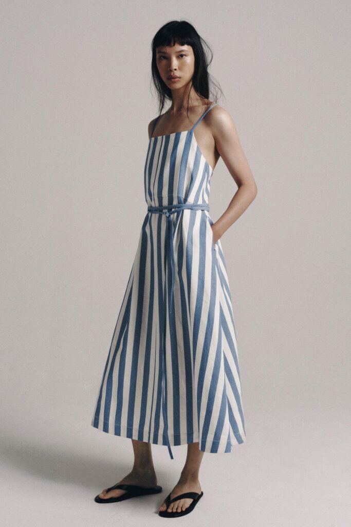 VESTIDO MIDI ÀS RISCAS ZW COLLECTION