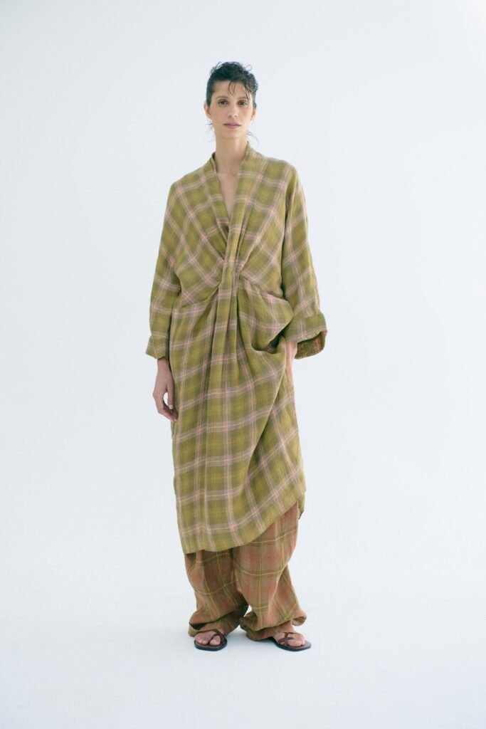 VESTIDO DE LINHO AOS QUADRADOS ZW COLLECTION