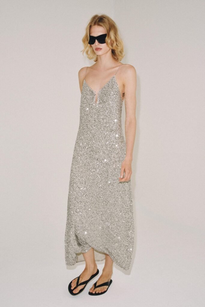 VESTIDO MIDI DE LANTEJOULAS ZW COLLECTION