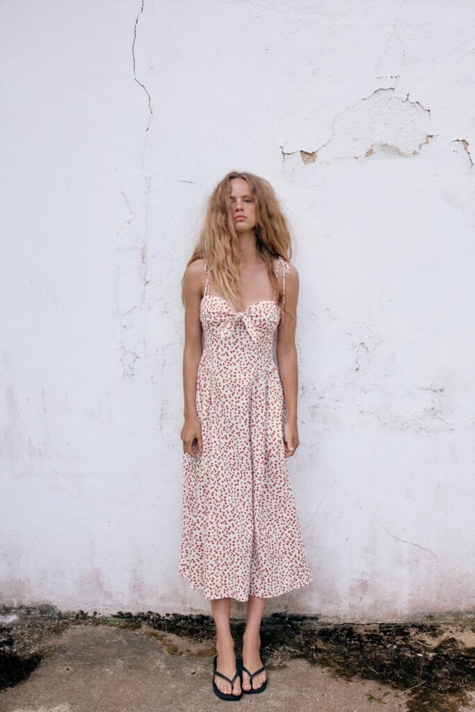 VESTIDO MIDI DE POPELINA ESTAMPADO