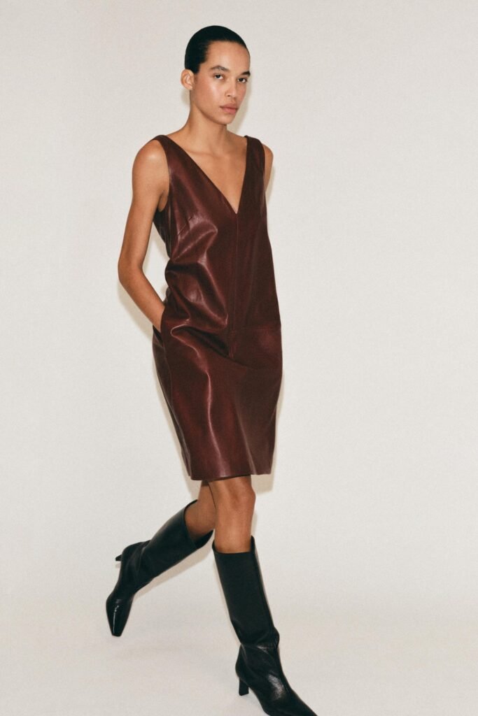 VESTIDO MIDI 100% PELE ZW COLLECTION
