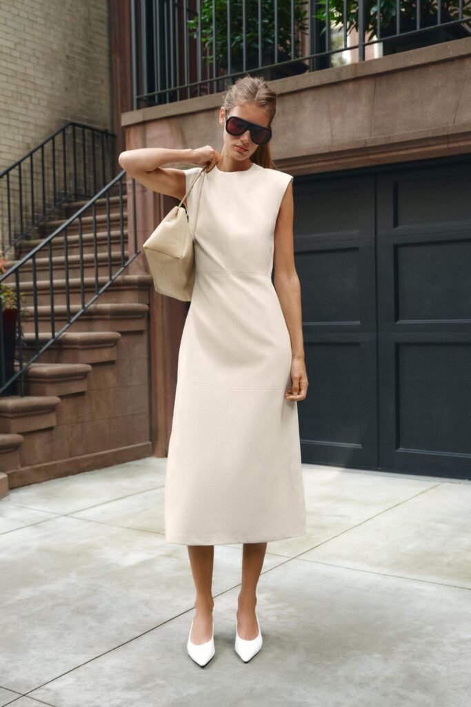 VESTIDO MIDI POLIPELE OMBREIRAS