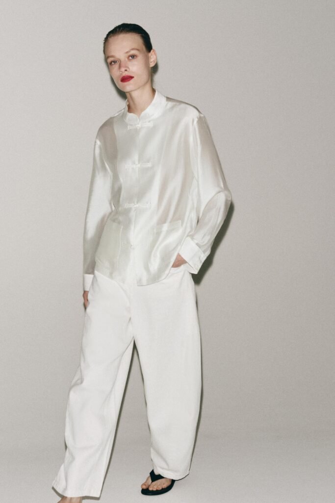 ZW COLLECTION SATIN SHIRT WITH FROG FASTENING