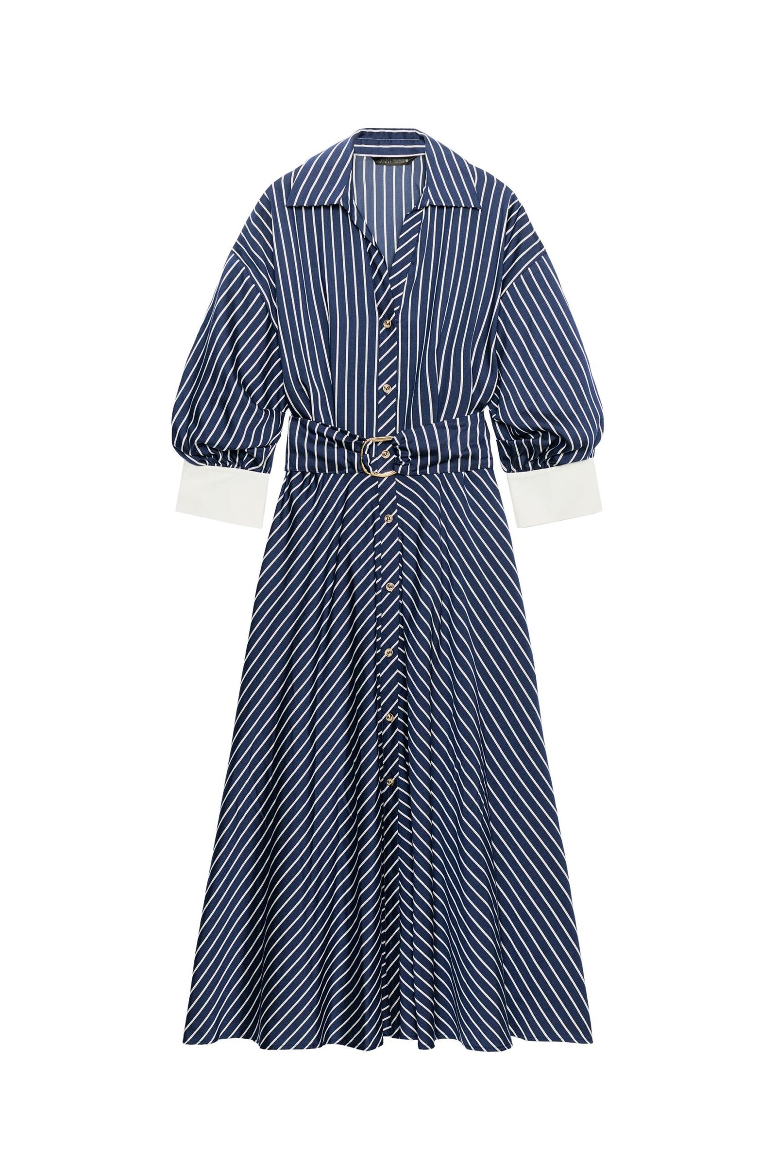 VESTIDO MIDI ÀS RISCAS COM CINTO - Image 12