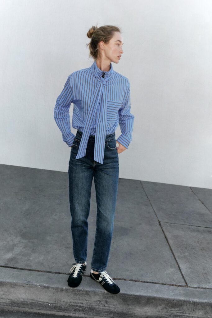 CAMISA DE RISCAS COM LAÇO