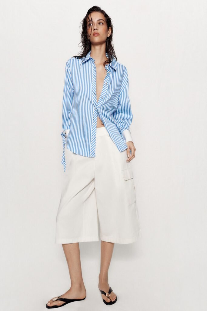 CAMISA DE RISCAS COM LAÇOS