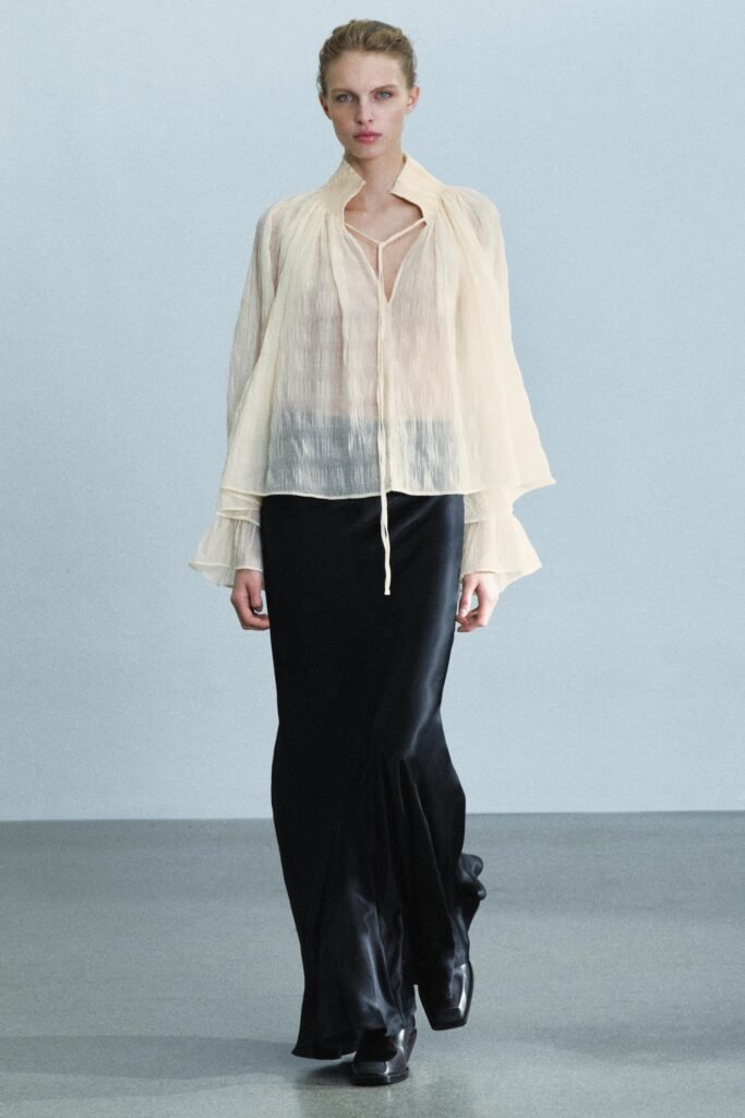 BLUSA DE MISTURA DE LIOCEL COM FRANZIDOS ZW COLLECTION