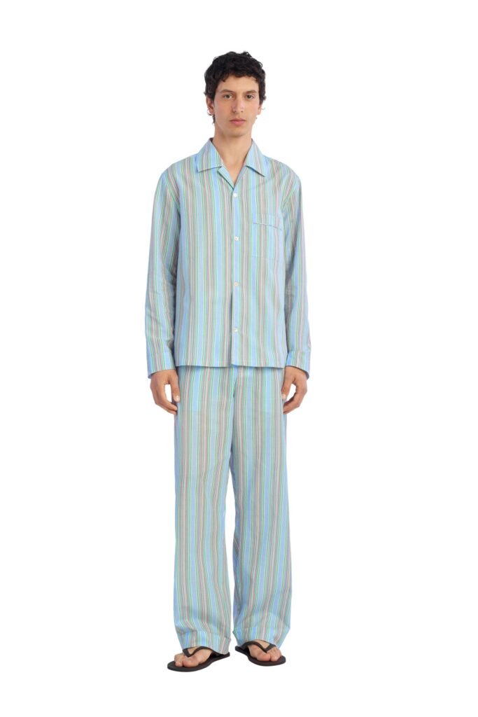 Camisa relaxed fit jacquard às riscas