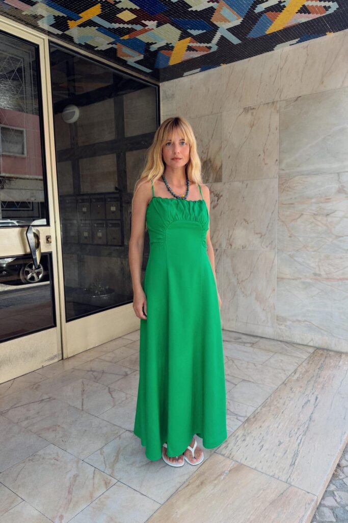 VESTIDO MIDI ALÇAS DE LINHO