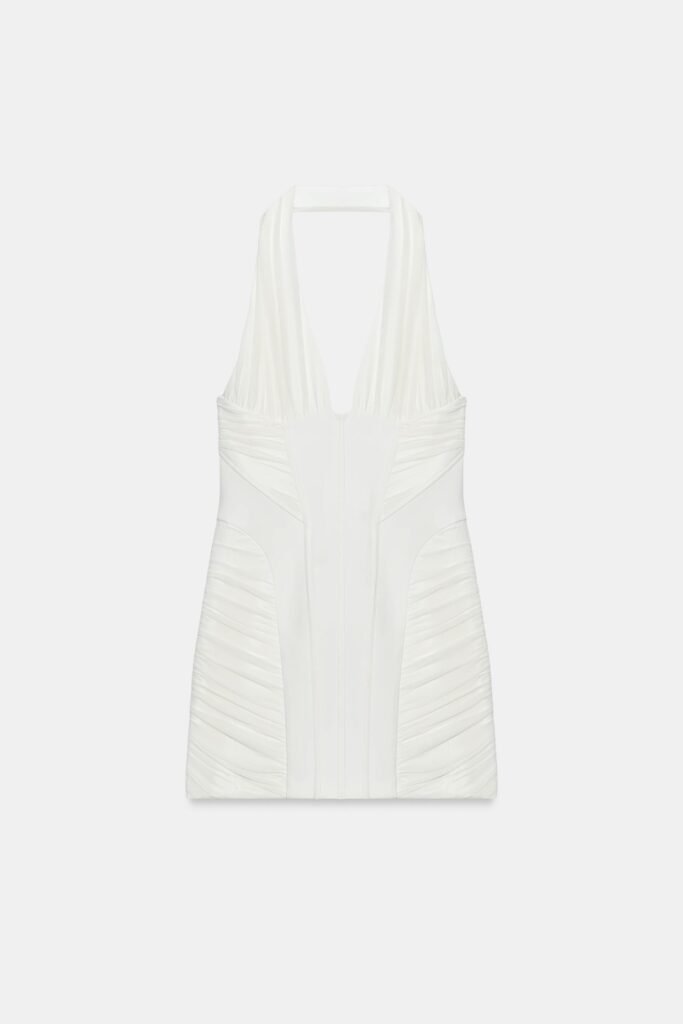 VESTIDO MINI HALTER COMBINADO TULE