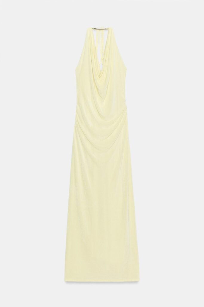 VESTIDO COMPRIDO HALTER COM APLIQUE