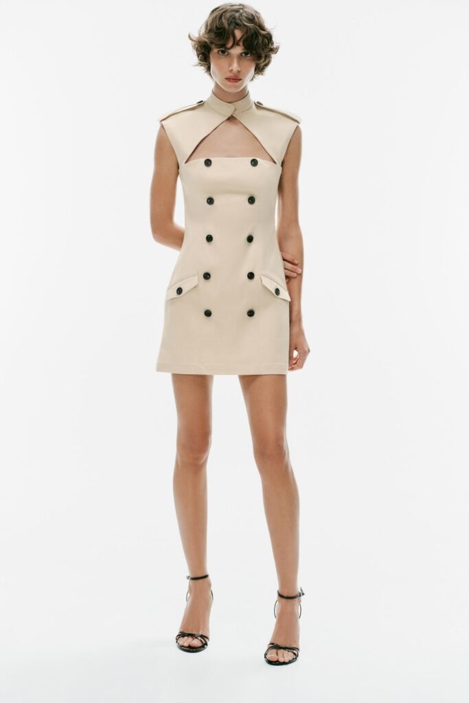 VESTIDO MINI GABARDINA ABERTURA