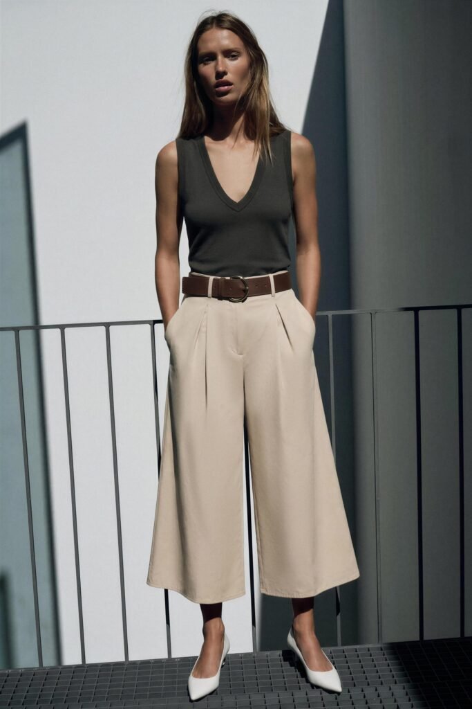 CALÇAS CULOTTE COM CINTO