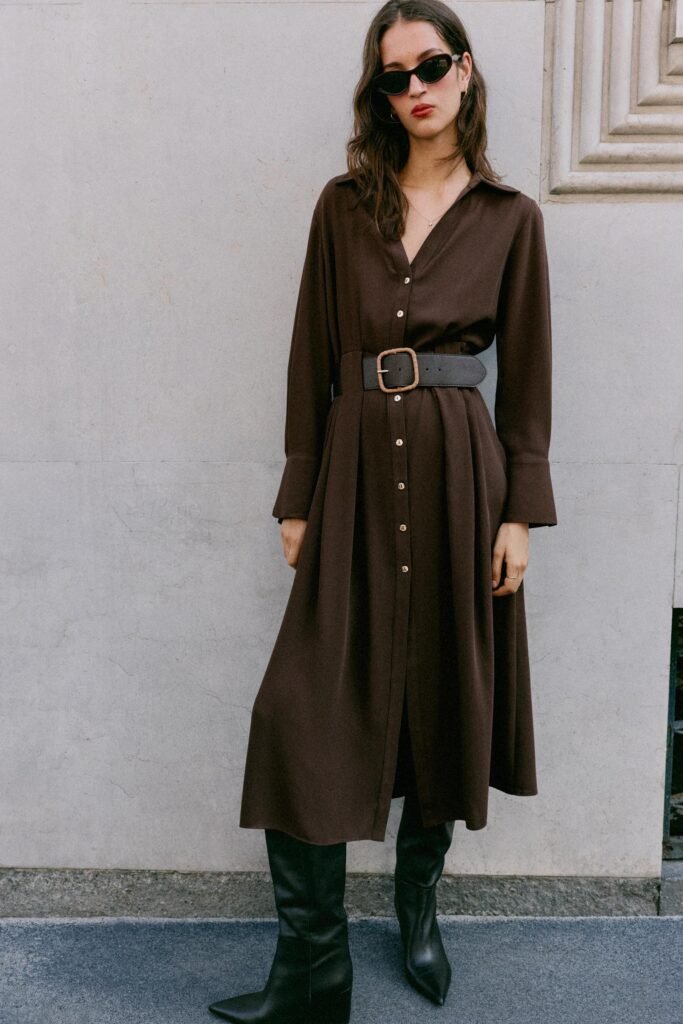 VESTIDO MIDI CAMISEIRO COM CINTO