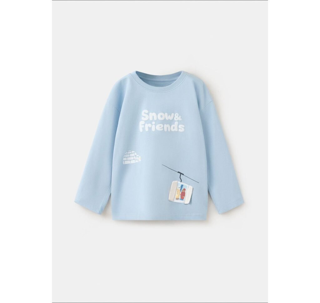 T-shirt de algodão com detalhe estampado