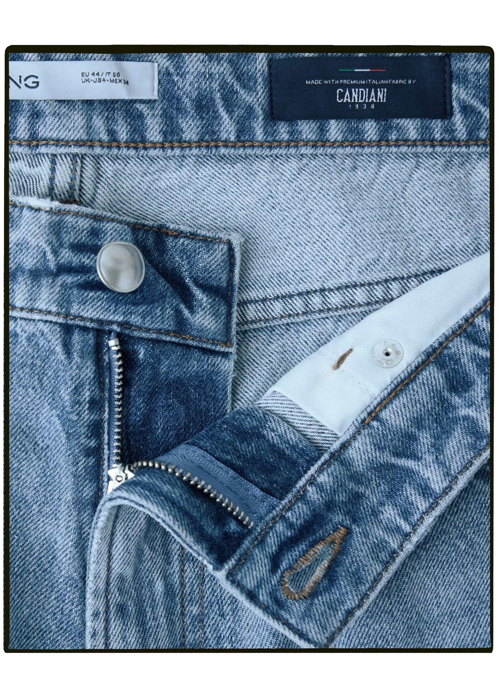 Jeans feitos em Itália, corte regular, tecido Candiani - Image 11