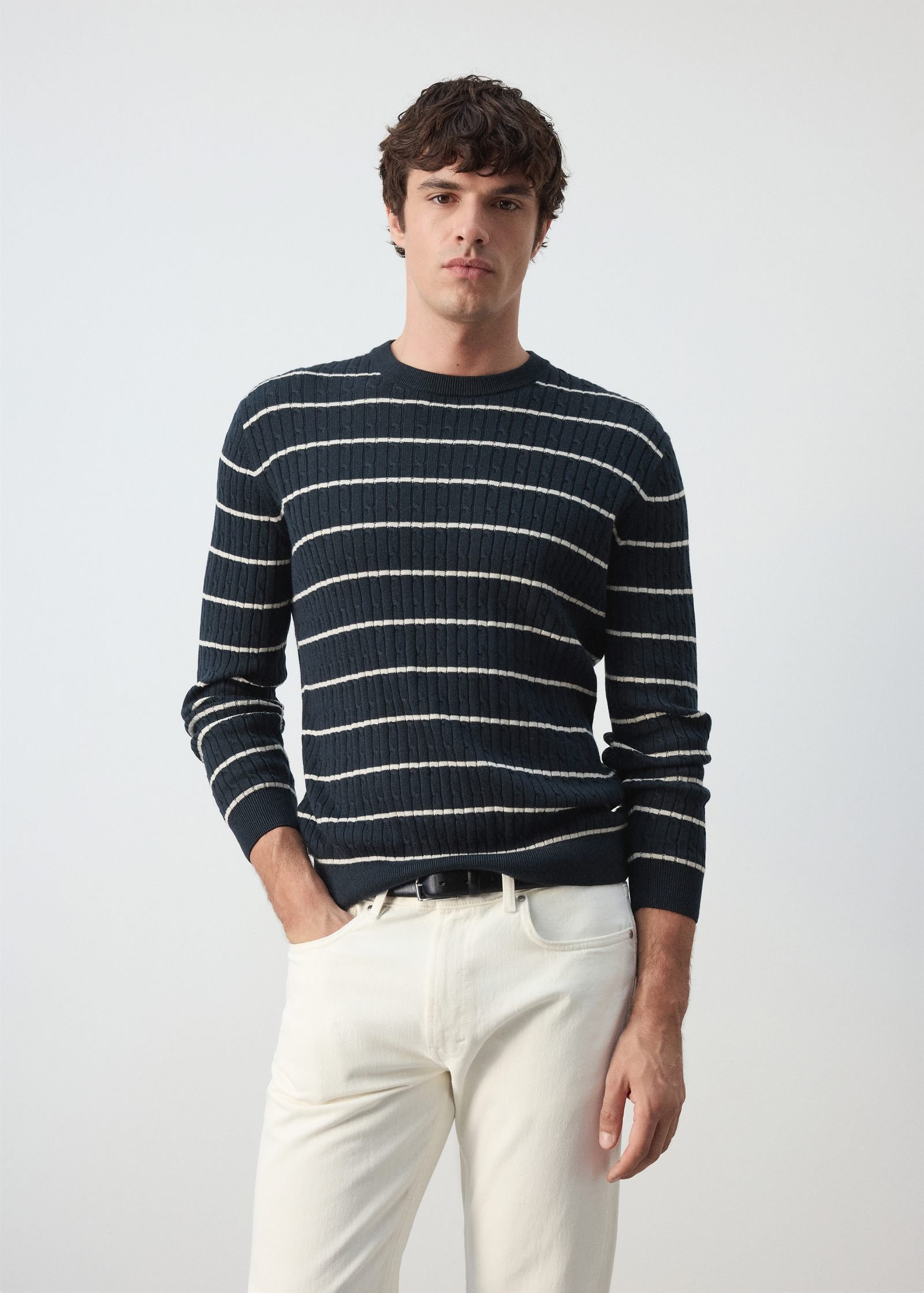 Camisola de mistura de algodão e liocel de malha entrançada - Image 7