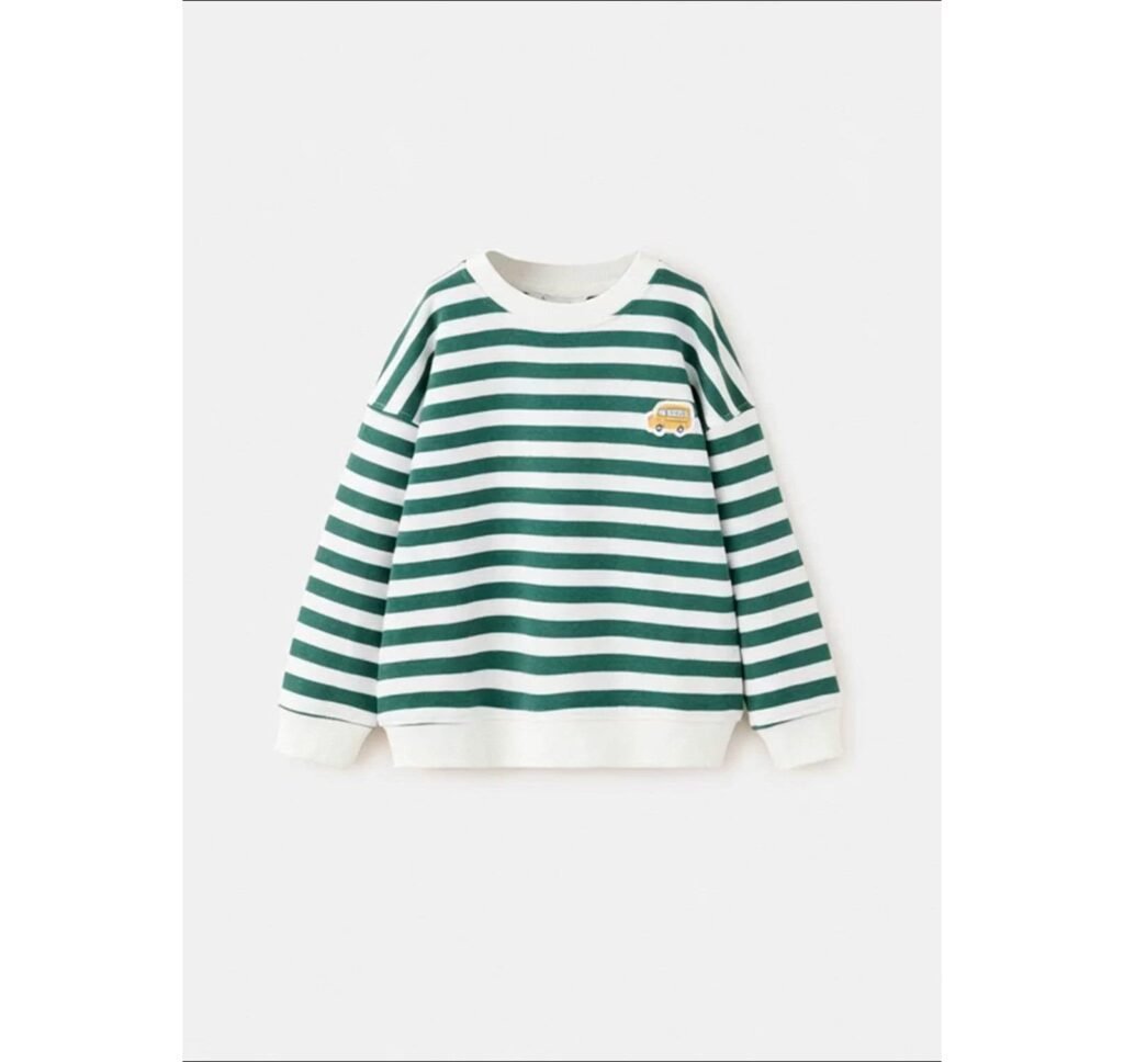 Sweatshirt de algodão às riscas com bordado